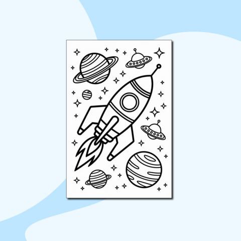 Мультяшная ракета – раскраска.