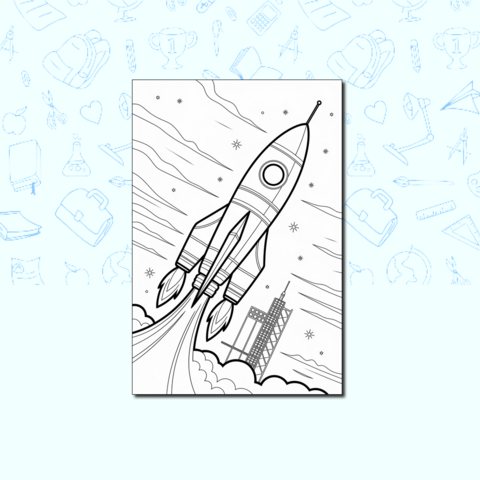«Ракета взлетает!» – Простая раскраска