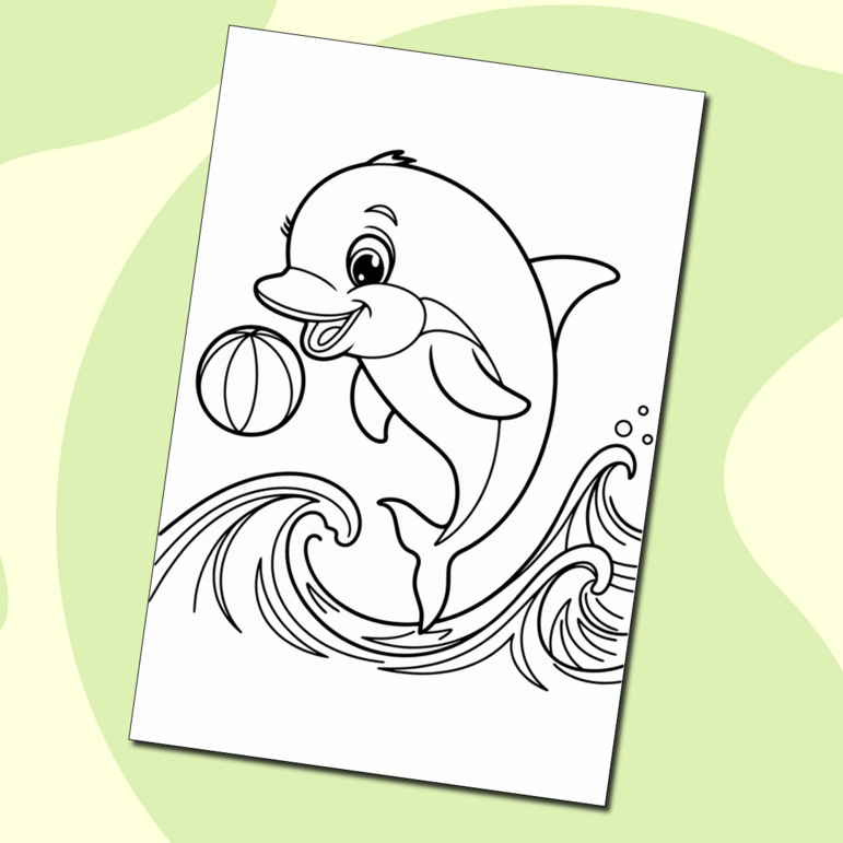Милый дельфинчик – несложная раскраска для детей – эксклюзивная ...