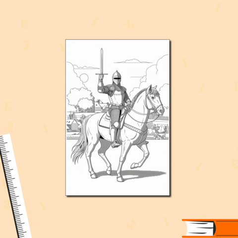 Рыцарь на боевом коне. Динамичная раскраска