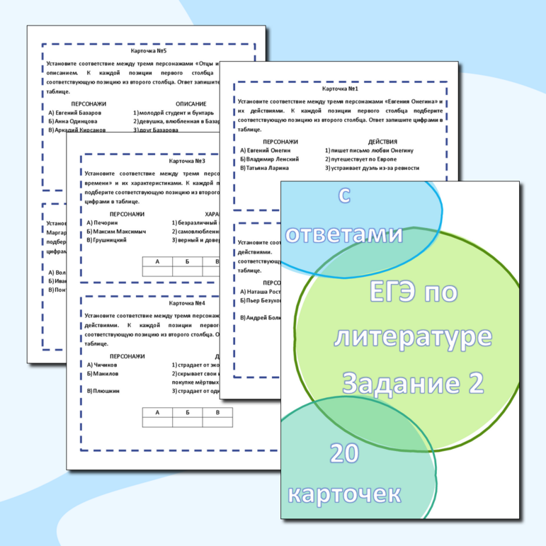 Карточки-пятиминутки для подготовки к ЕГЭ по литературе 