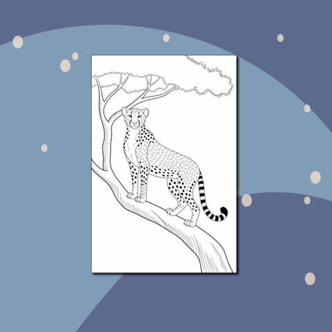 Гепард-исследователь – динамичная раскраска для детей 6-7 лет