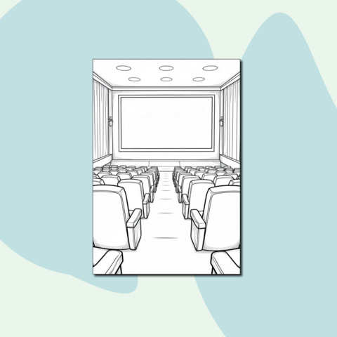 Классический кинотеатр – раскраска