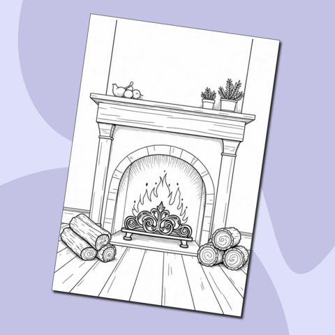 Раскраска – классический камин