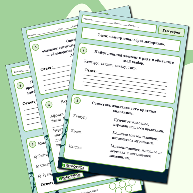 Рабочий лист по географии на тему: 