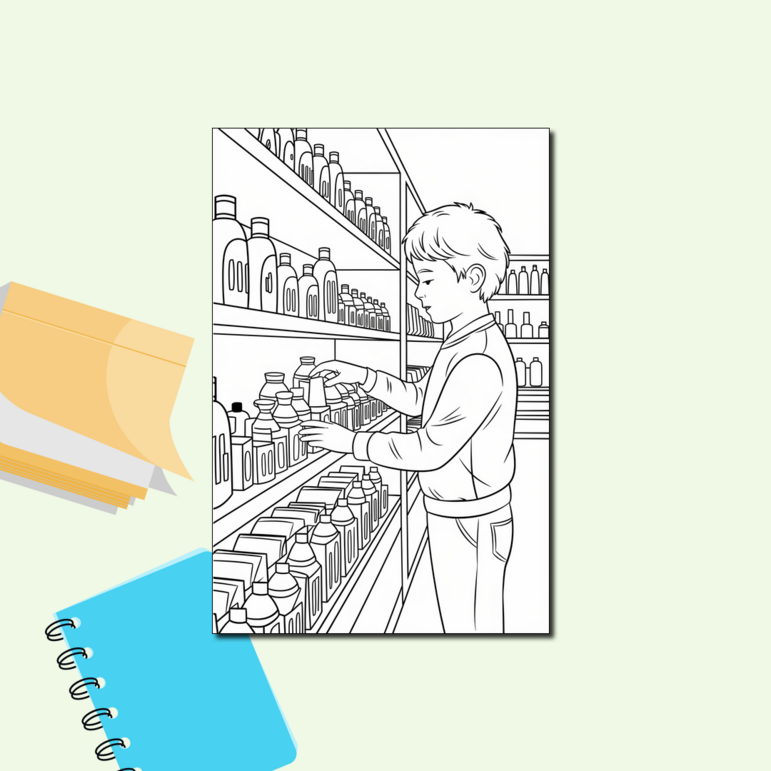 Выбор продуктов – практическая раскраска для малышей