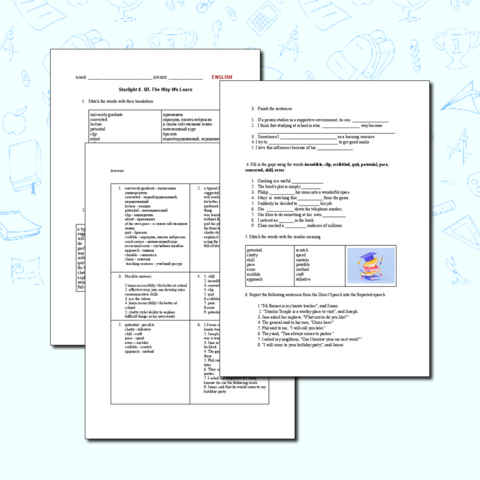 Рабочий лист по английскому языку для обучающихся 8 класса по программе Starlight, модуль 5B