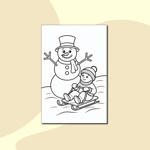 Зимние забавы – раскраска с детскими играми