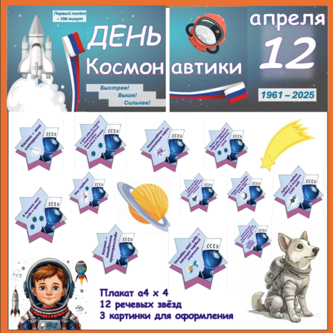 День Космонавтики - 12 апреля. Оформление кабинета (класса, стены, доски)