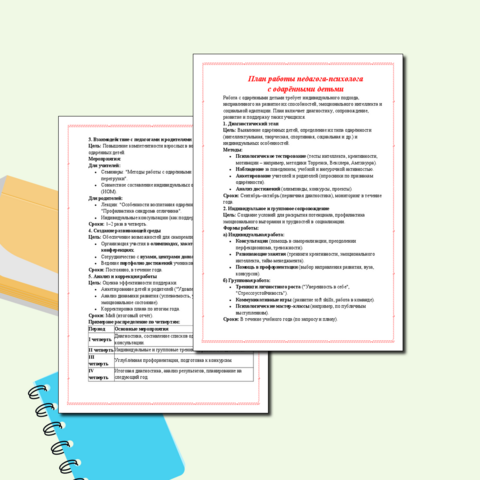 План работы педагога-психолога с одаренными детьми
