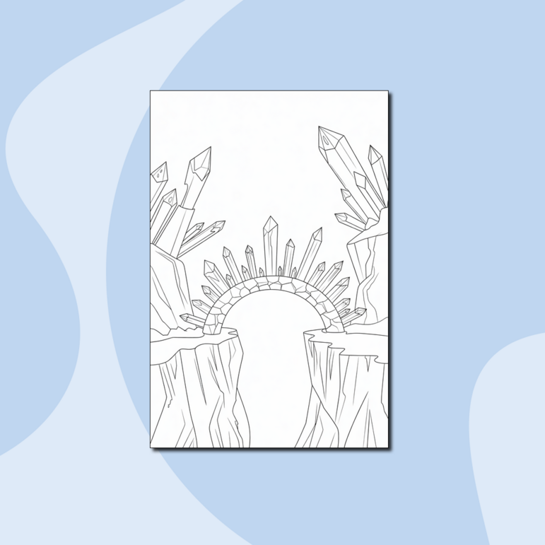 Мост из кристаллов через пропасть – раскраска для детей