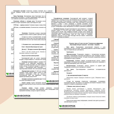 Конспект урока в 9 классе на тему: Ученическая конференция «Краснодарский край прошлое – настоящее – будущее»