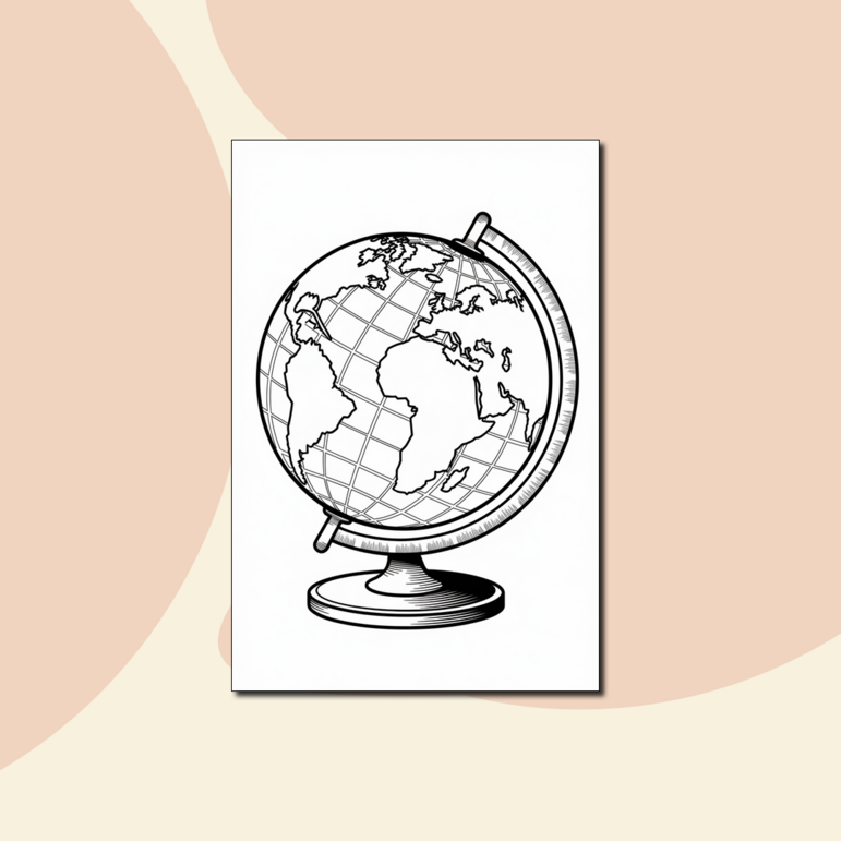Земной шар – детализированная раскраска