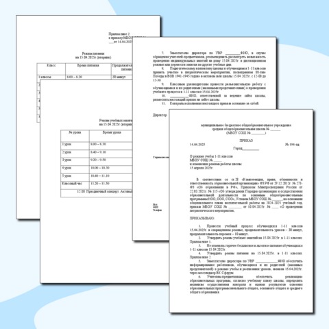 Приказ об изменении режима работы школы в предпраздничный день. Образец.