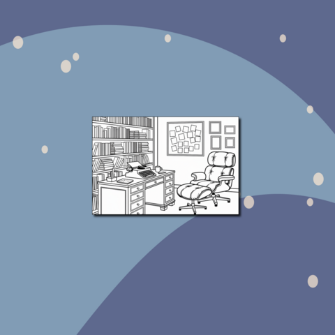 Кабинет писателя. Детская раскраска