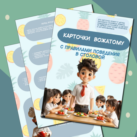 Азбука вожатого.Карточки вожатому. Правила поведения в столовой.