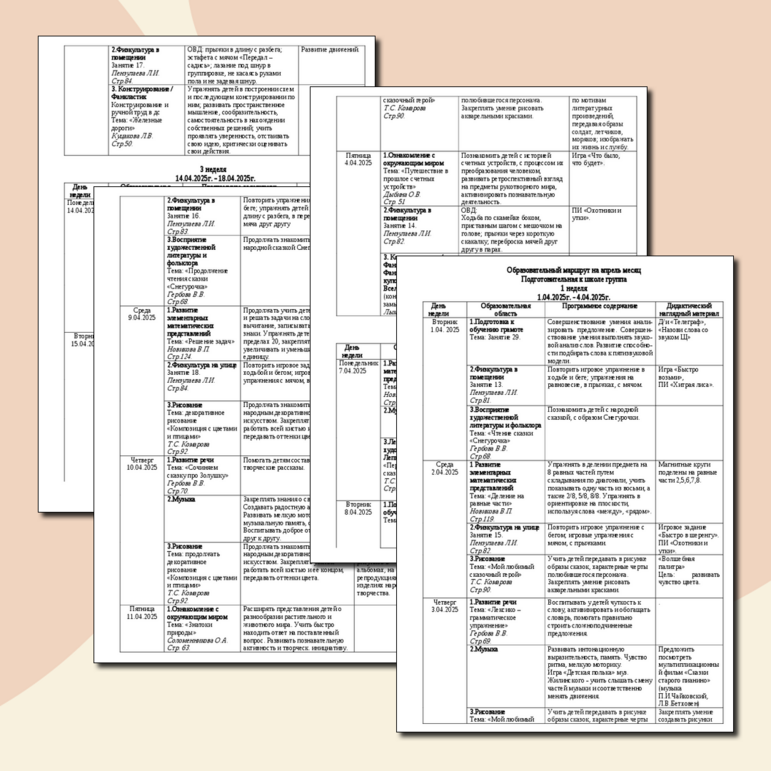 Образовательный маршрут на апрель подготовительной к школе группы