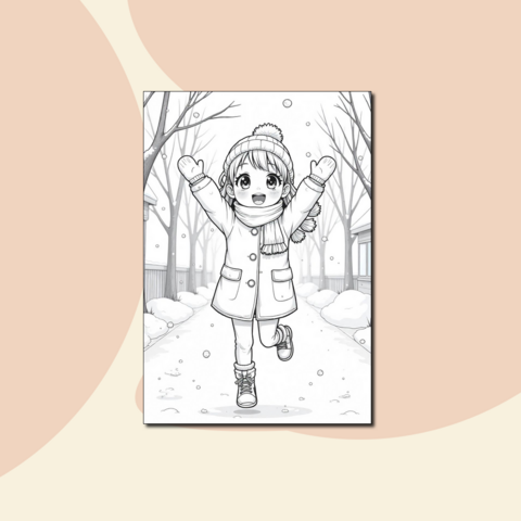 Первый снег - зимняя раскраска