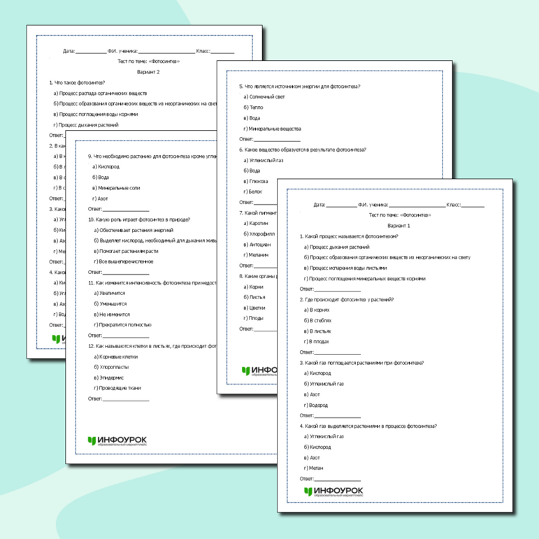 Тест по теме: «Фотосинтез»