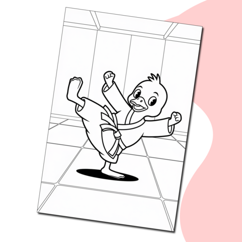 Утёнок и боевые искусства. Раскраска для мальчиков и девочек