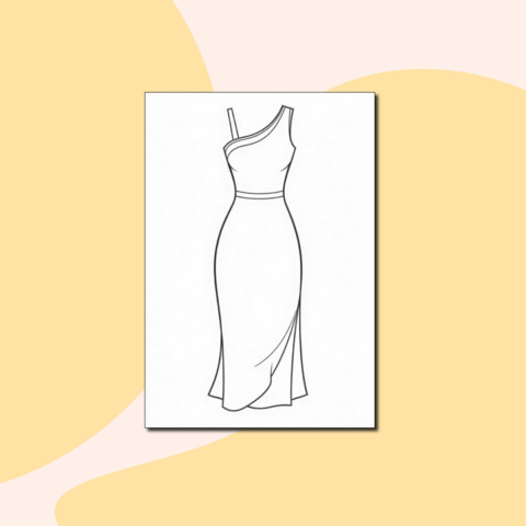 Красивое обтягивающее платье. Красивая раскраска для детей