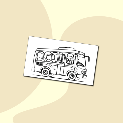 Дружелюбный автобус-экскурсовод — раскраска для юных исследователей