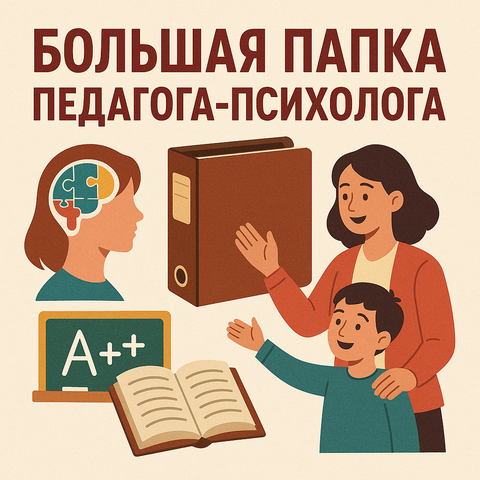 Большая папка педагога-психолога: план педагога-психолога, годовой отчет педагога-психолога, работа с группой группа риска, инклюзивное образование, методические разработки, буллинг, общая психология, возрастная психология, социальная психология и другое.