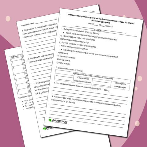 Итоговая контрольная работа по обществознанию за курс 10 класса (базовый уровень)