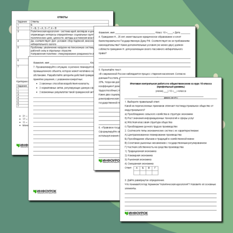Итоговая контрольная работа по обществознанию за курс 10 класса (профильный уровень)