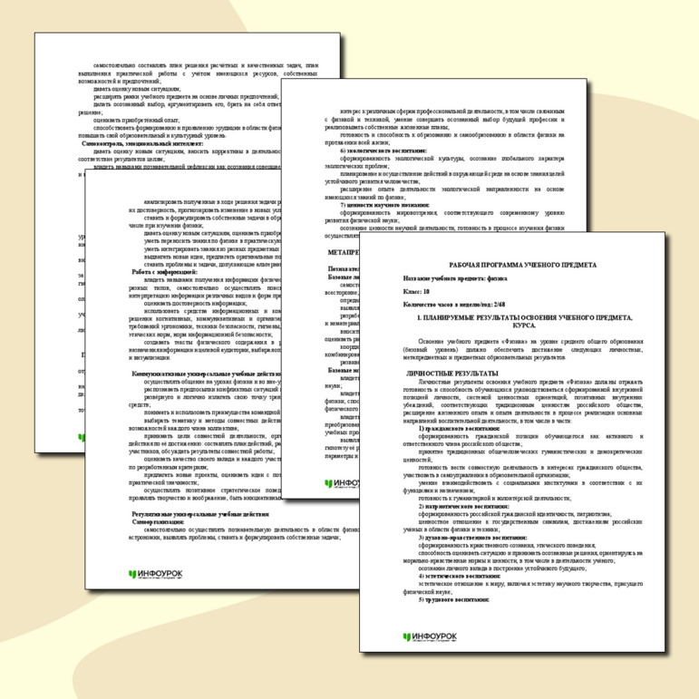 Рабочая программа. Физика 10 класс (базовый уровень).