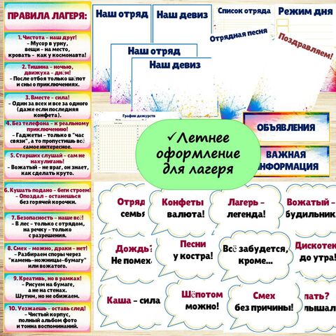 Летний лагерь. Оформление уголка летнего лагеря. Оформление для летнего лагеря.