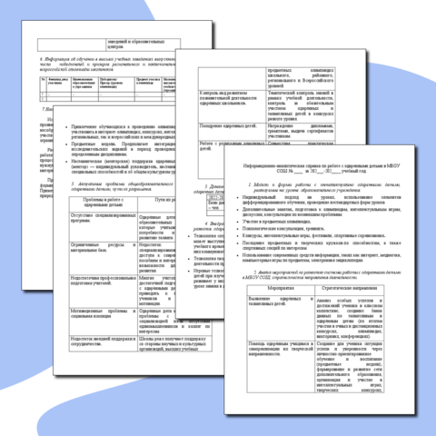 Информационно-аналитическая справка по работе с одаренными детьми.
