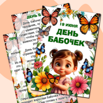 Папка-передвижка на 19 июня «День бабочек». Информационные листы. Добавлен редактируемый файл.