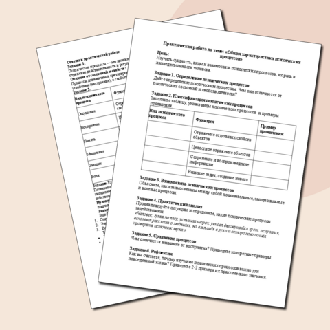 Практическая работа по теме «Общая характеристика психических процессов»