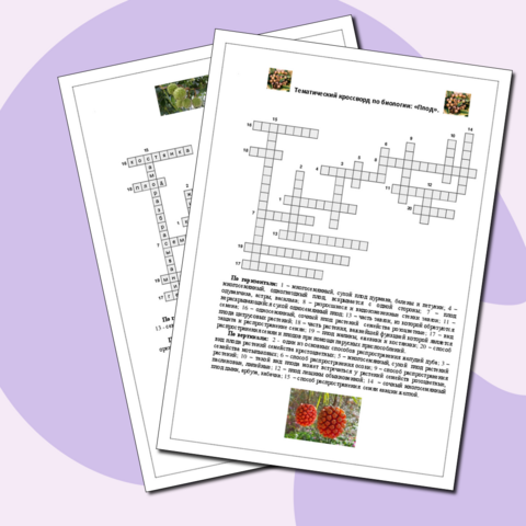 Тематический кроссворд по биологии: «Плод».