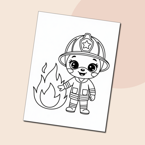 Детская раскраска 3-5 лет «Пожарный в действии»