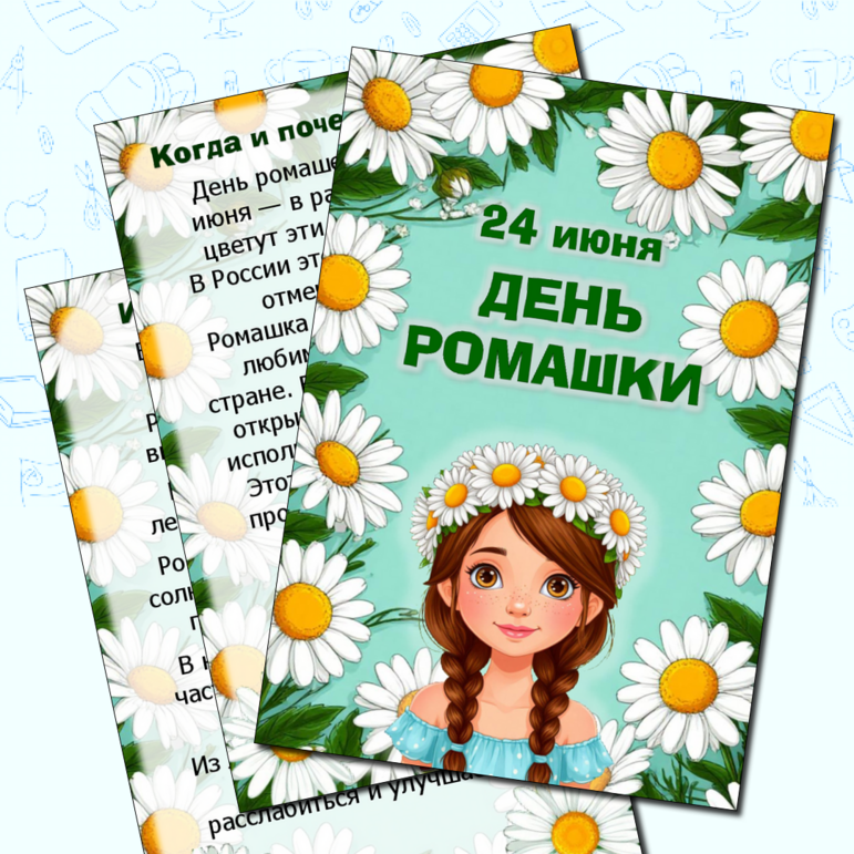 Папка-передвижка на 24 июня «День ромашки». Информационные листы. Добавлен редактируемый файл.
