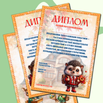 Диплом первоклассникам «Первый раз в первый класс»