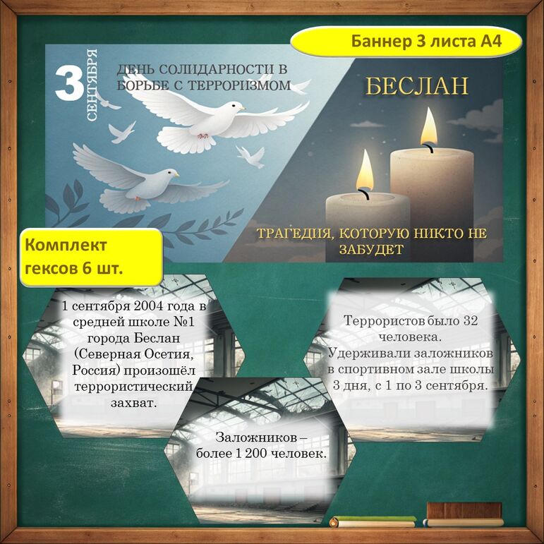 Оформление доски и кабинета на 3 сентября «День памяти жертв Беслана»