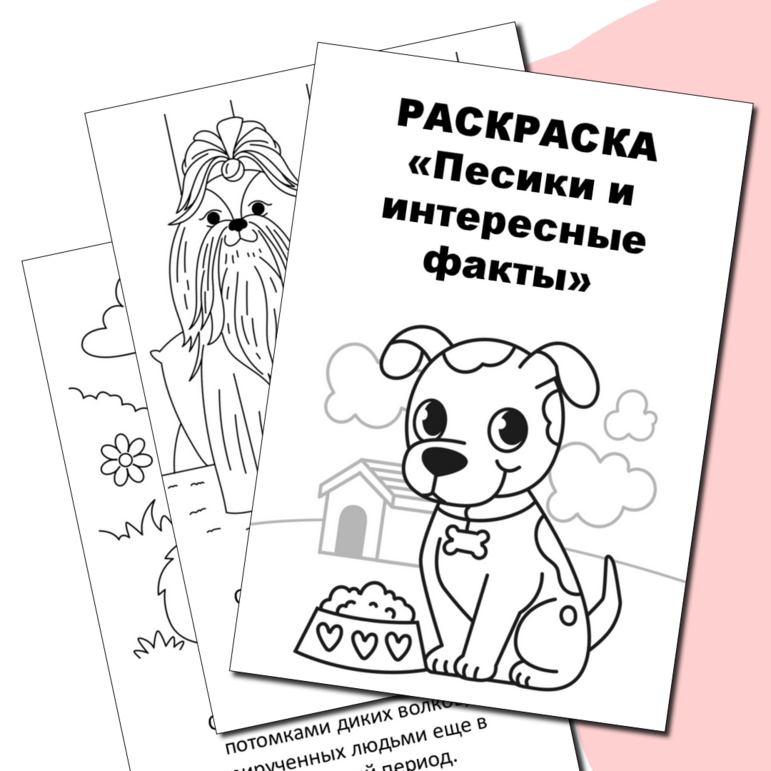 Раскраска "Песики и интересные факты"
