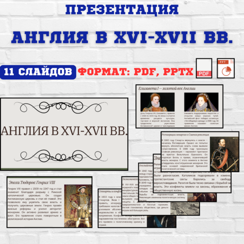 7 класс. Презентация по теме: «Англия в XVI–XVII веках».