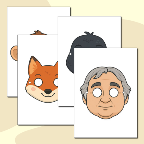 Маски по басням И.А. Крылова «Ворона и Лисица» и «Мартышка и очки»