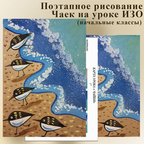 Поэтапное рисование Чаек на уроках ИЗО.