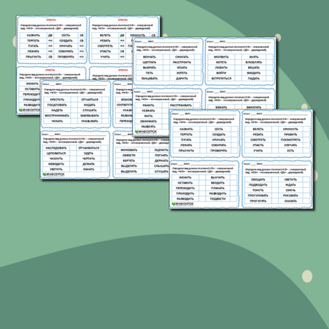 Карточки-пятиминутки по русскому языку «Определение вида глагола».