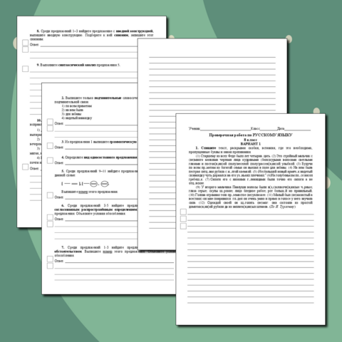 Тренировочные варианты ВПР по русскому языку для 8 класса, два варианта по демоверсии 2026 года