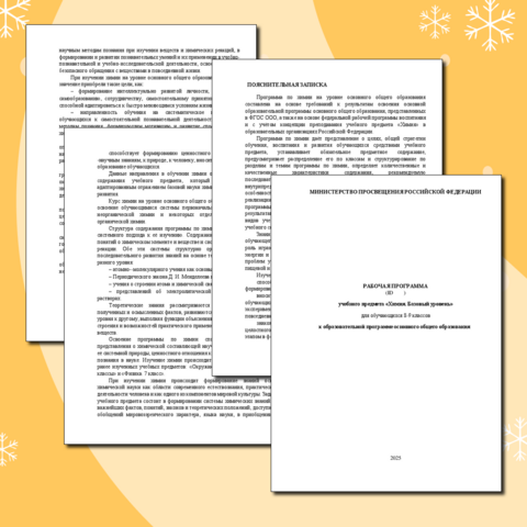 Рабочая программа по химии 8-9 класс (базовый уровень) в соответствии с Приказом Минпросвещения России от 09.10.2024 № 704