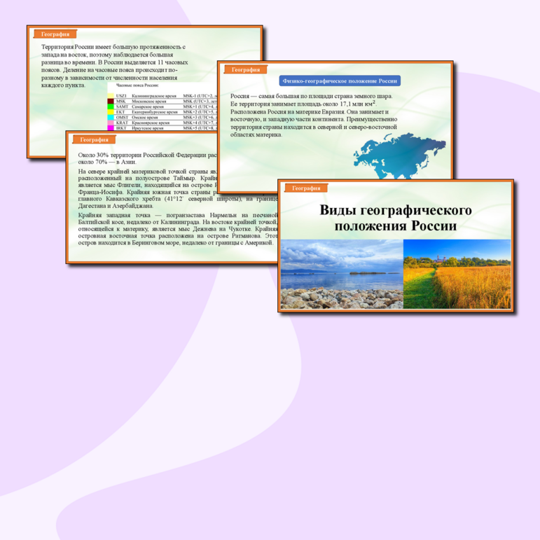Презентация «Виды географического положения России» (на урок по предмету 