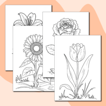 Набор раскрасок с цветами