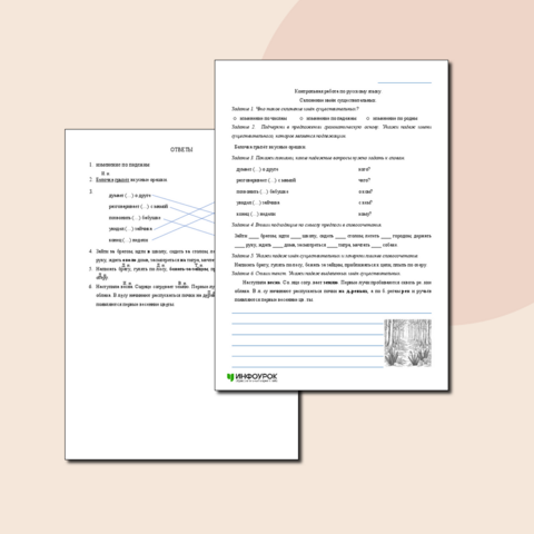 Контрольная работа по русскому языку в 3 классе. Склонение имён существительных.