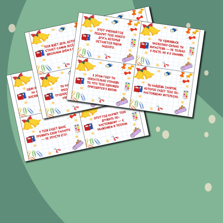Карточки-предсказания на 1 сентября для школьников от учителя
